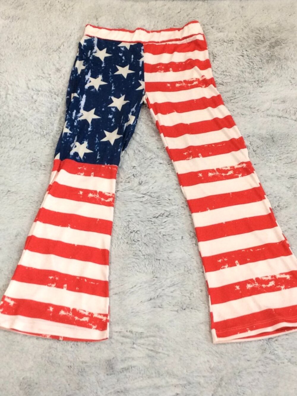 4th of July American Flag Print Wide-Leg Loose Fit Stretchy Lounge Pants